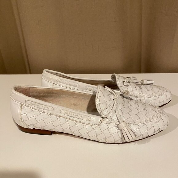 Vintage‎ Mueucci Italy White Leather Tassel Loafers Size 7.5 Alexander Hotto - Picture 3 of 8